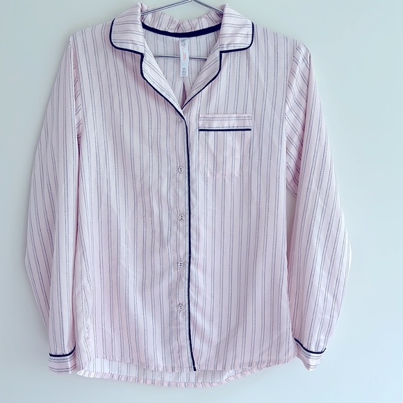 Gilligan and O’Malley Silky Satin Pajama Set Sz XS Drawstring Pants Pink Striped - Picture 3 of 11